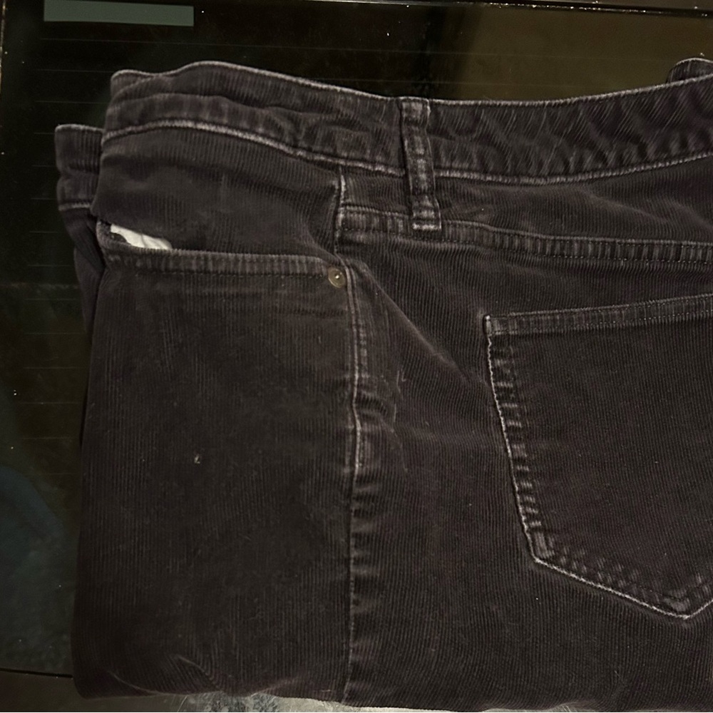 Women’s black mid-rise, straight leg corderoy pants